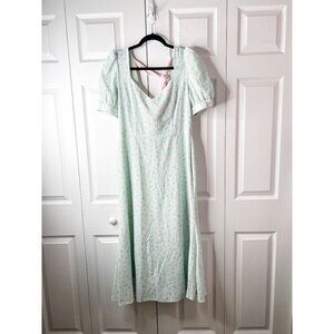 Olivia Rubin Daphne Blue Sequin Tie Back Puff Sleeve Midi Dress Women's Size 8